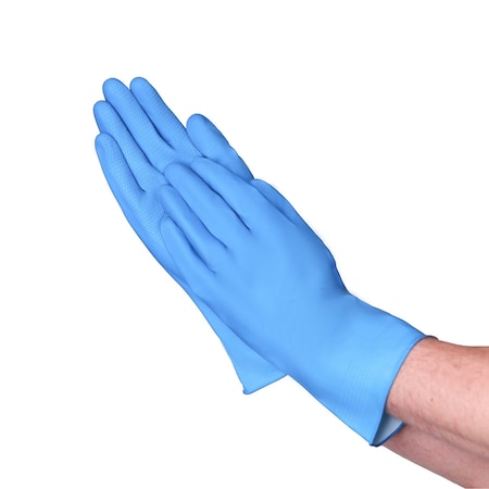 Latex Blue Chemical Resistant Gloves Flock Lined, 12 Rolled Cuff, PK 288